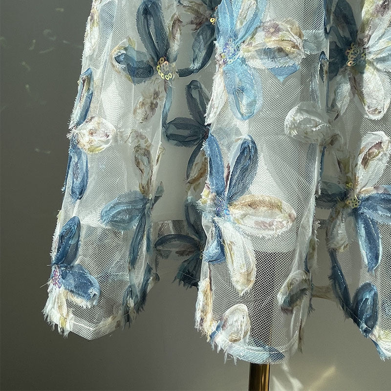 Heavy Industry Three-dimensional Flower Sequined Fairy Gauze Skirt