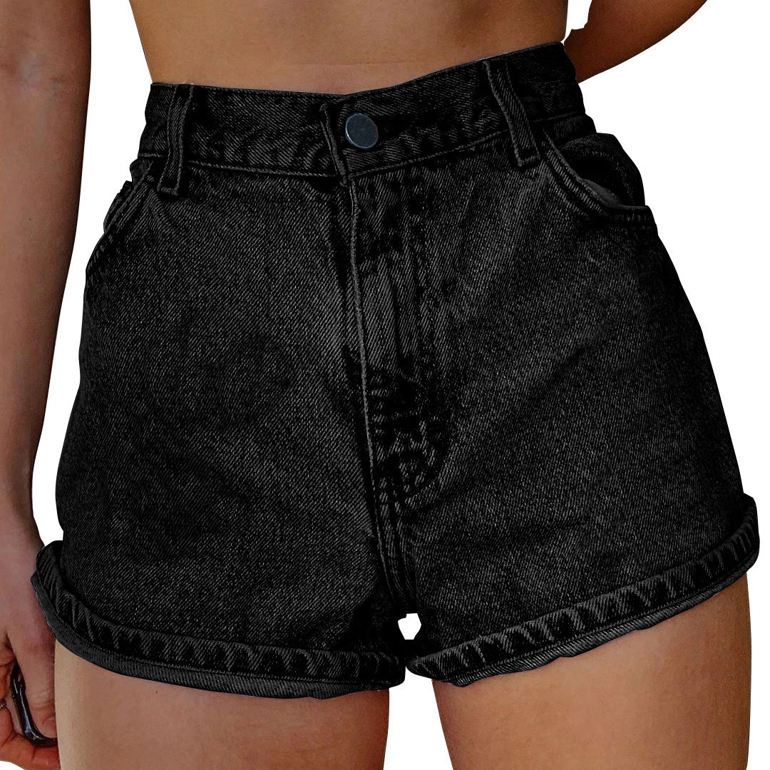 Printed Summer Artistic Vintage Women's Clothing Denim Shorts - Chic Angle