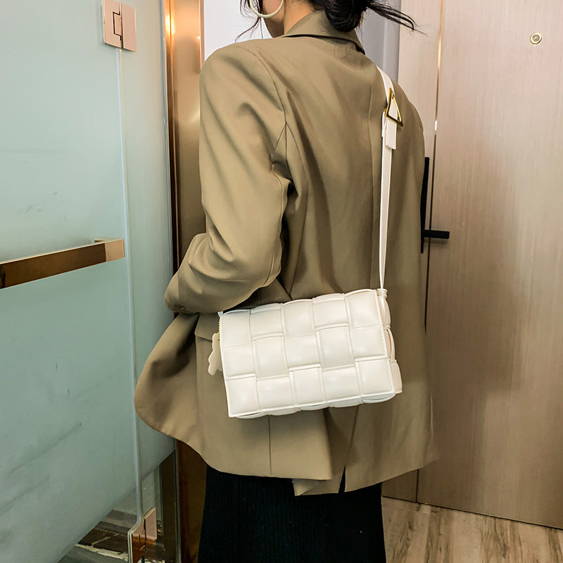 Bag Autumn Winter New Women's Bag Ins Woven Single Shoulder Bag