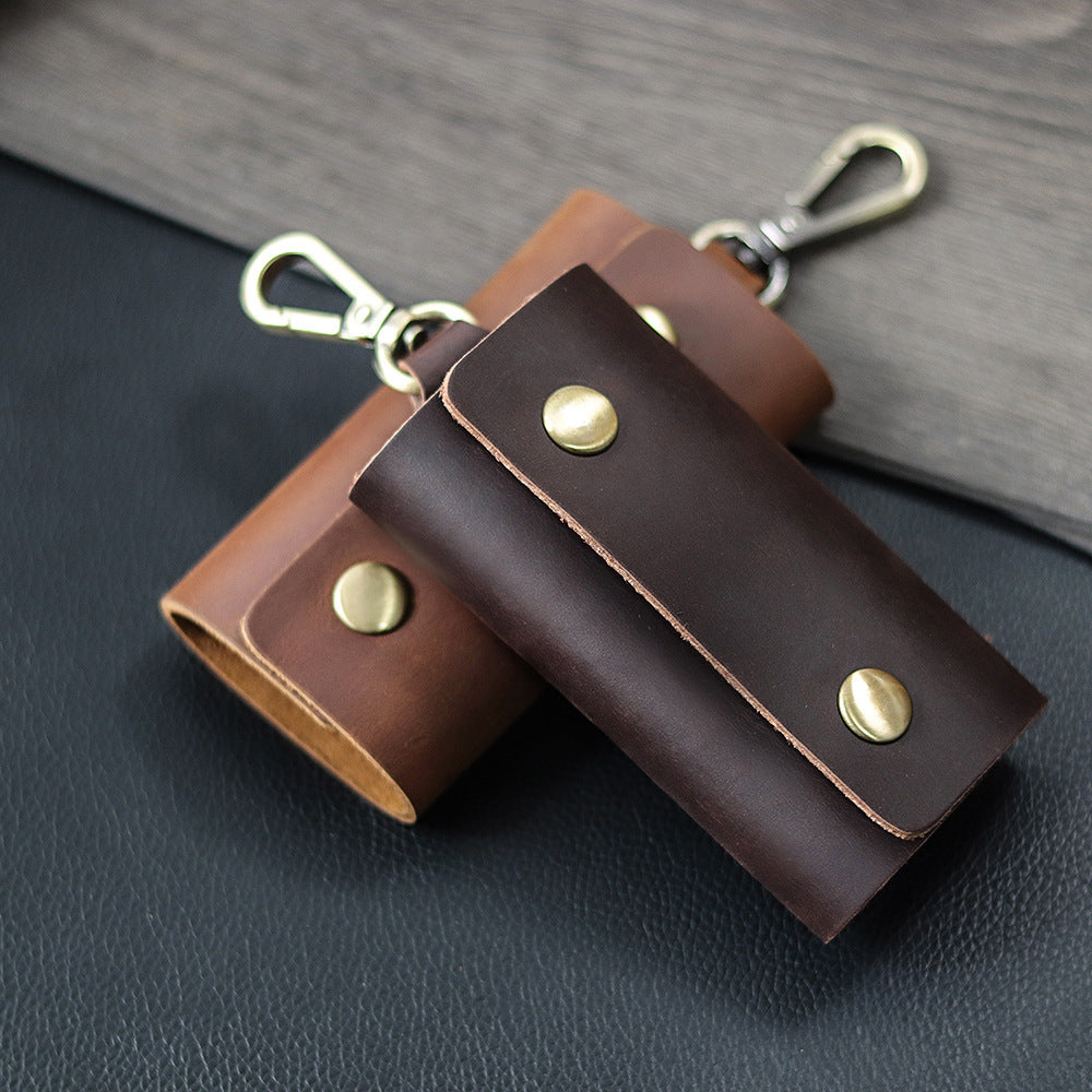 First Layer Cowhide Coin Purse Car Multifunctional Keychain