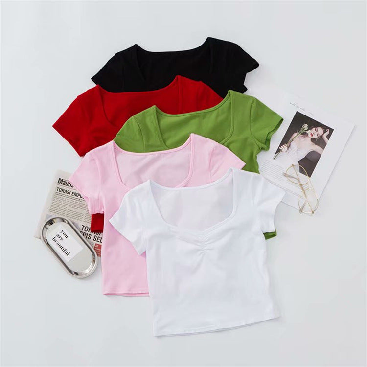 Women's Summer Midriff-baring Short Tight Short-sleeved Top