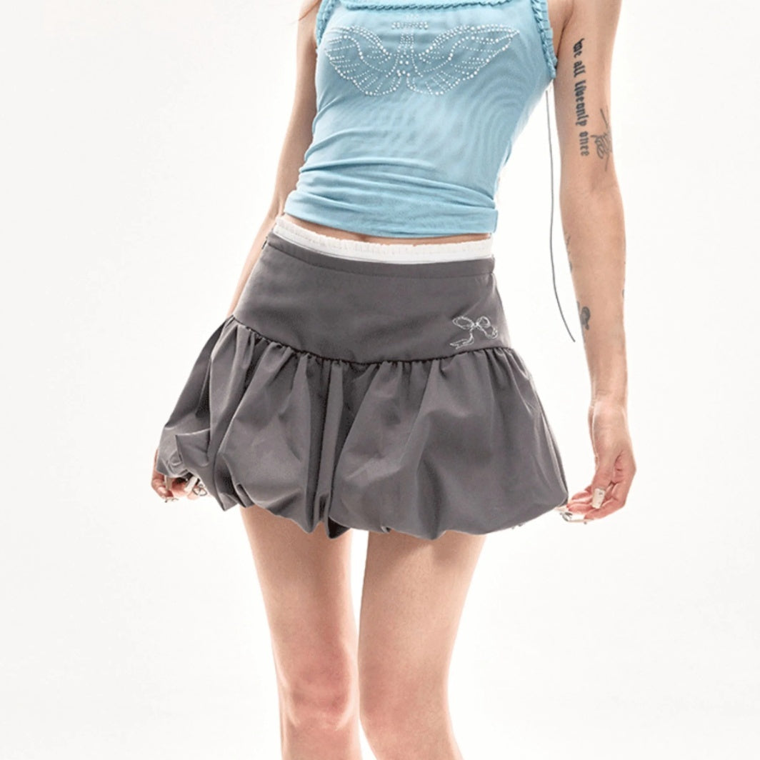 Gray Chiffon Skirt Women's Summer High Waist A- Line Skirt