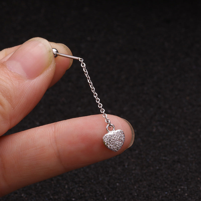 Creative Pendant Earrings Pentagram Zircon Stainless Steel