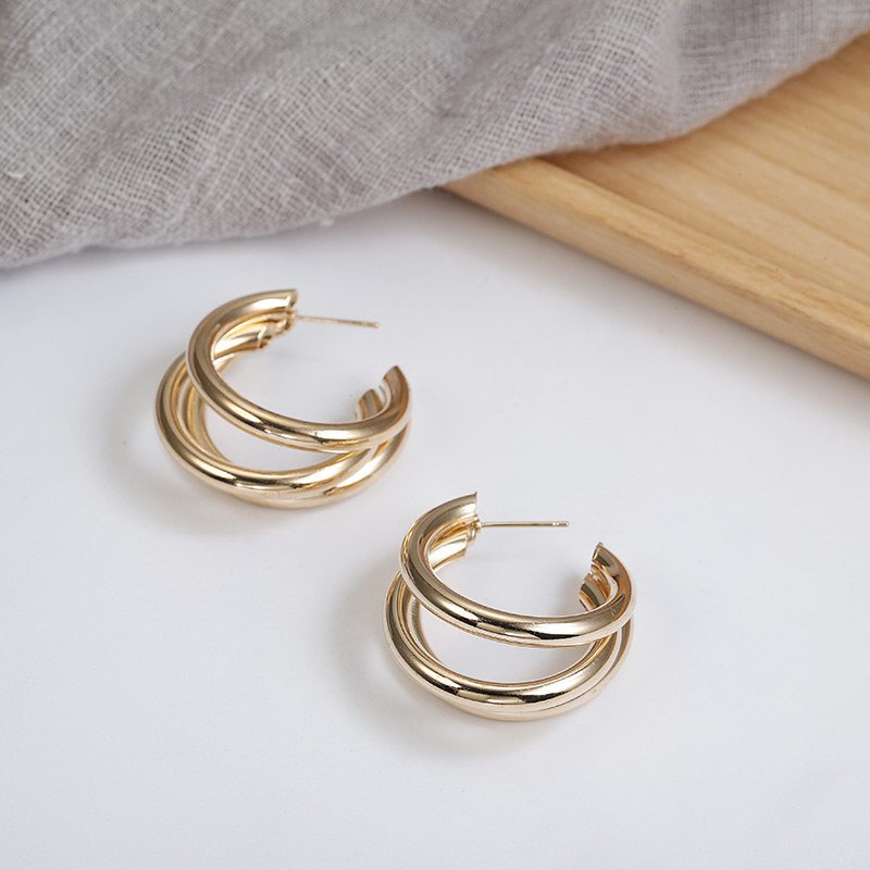 New Style Earrings Personality Cold Wind Metal Ring Ear Buckle Earrings Female C-shaped Earrings Earrings