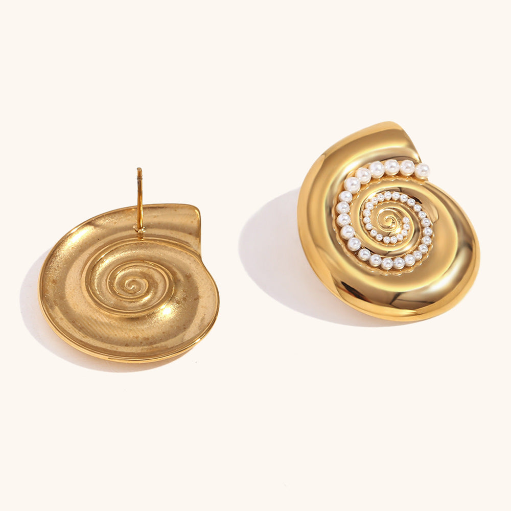 European And American Exaggerated Design Ornament Stainless Steel Plated 18K Jinhailuo Sticky Ear Studs