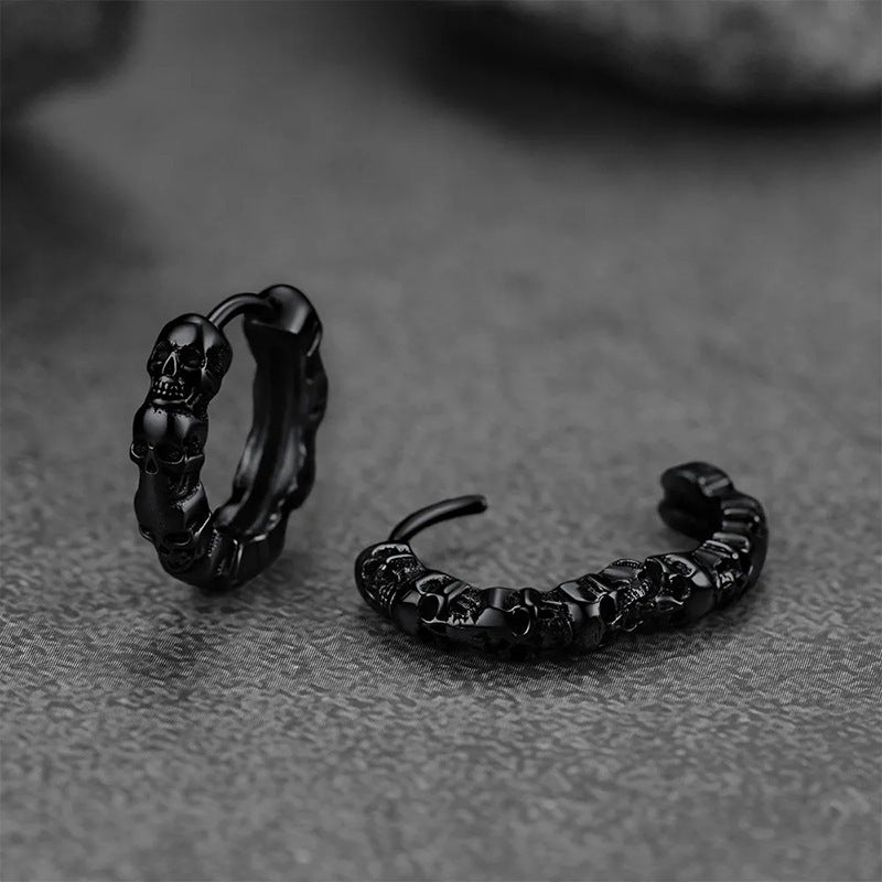 American Earrings Skull Vintage Texture Earrings