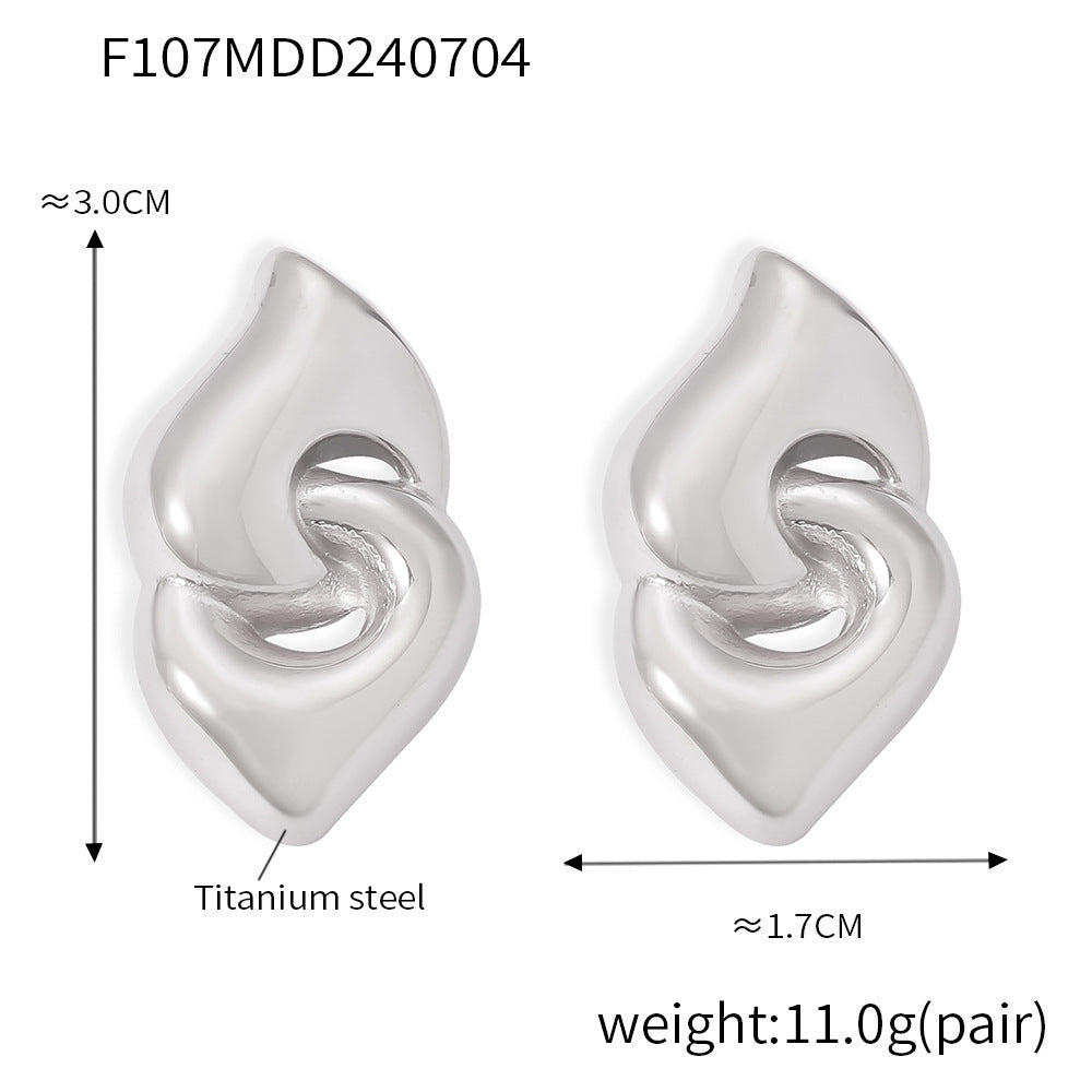 European And American Geometric Double Ring Ring Buckle Non-fading Temperament Earrings
