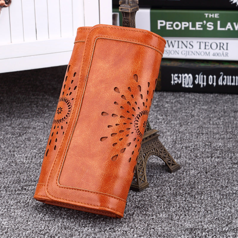 Foreign trade explosion handbag autumn and winter new long money clip of European and American fashion hollowed out seventy percent off lady Purse