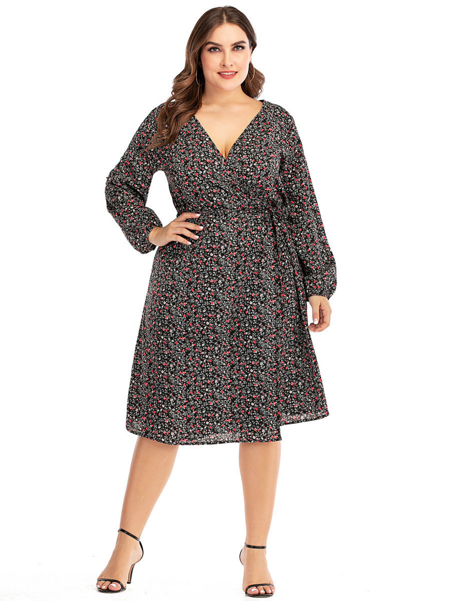 V-neck lantern sleeve maxi skirt