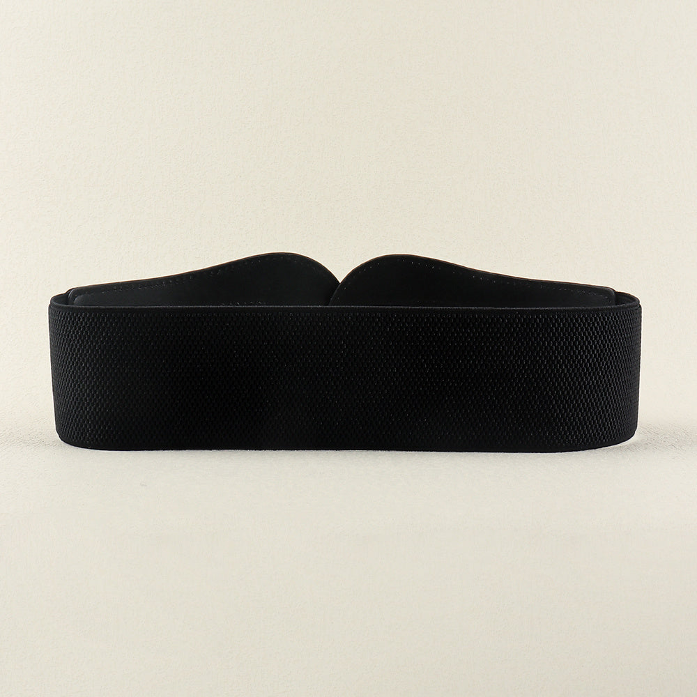 New Autumn And Winter Women's Wide Belt Metal Curved Buckle Belt With Suit Jacket Elastic Elastic Comfortable Waist