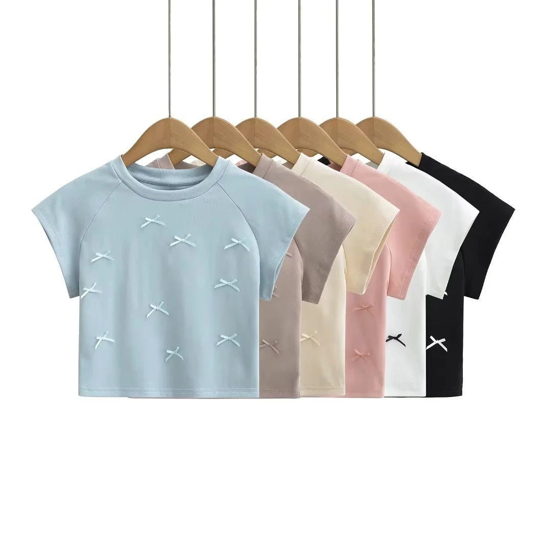 Women's Summer Hot Girl Round Neck Drop Shoulder Short Sleeve T-shirt