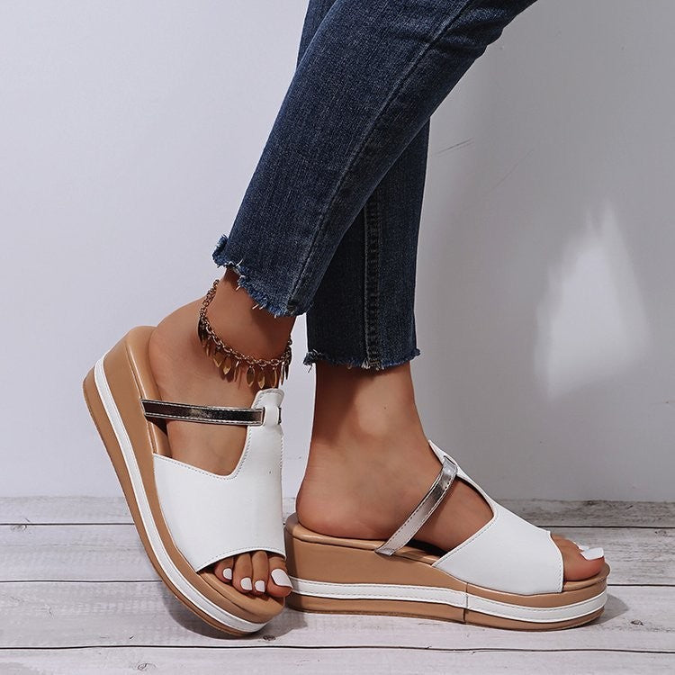 Wedge Heel Female Fish Mouth Word Casual Outdoor Sandals