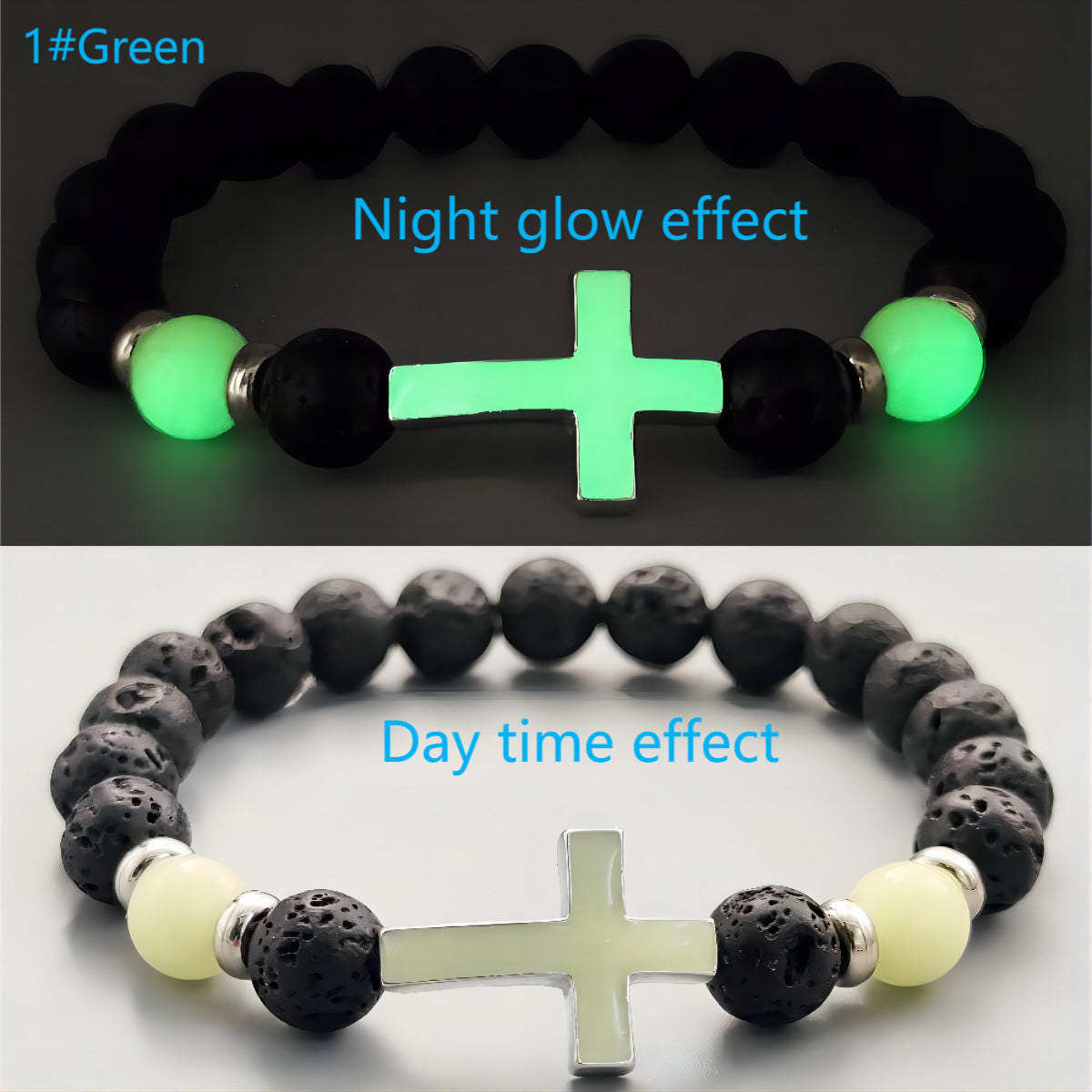 Volcanic Rock Luminous Vintage Bracelet Luminous Cross Bead Bracelet
