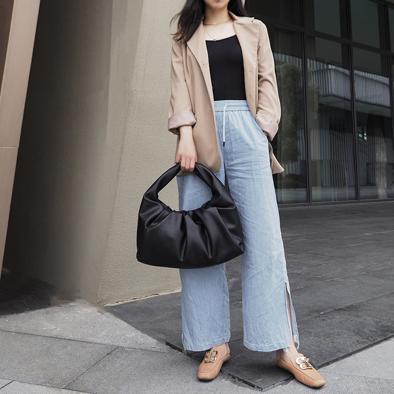 Women's Leather Bag Single Shoulder Underarm Cloud Bag