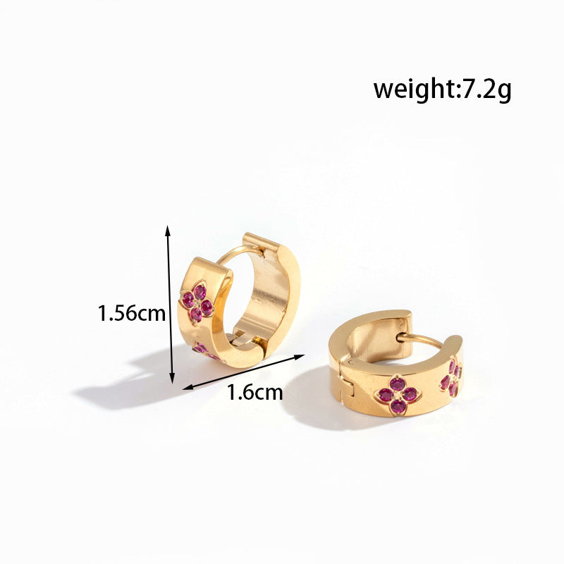 Titanium Steel Niche Retro Color Light Luxury Design Plum Blossom Zircon