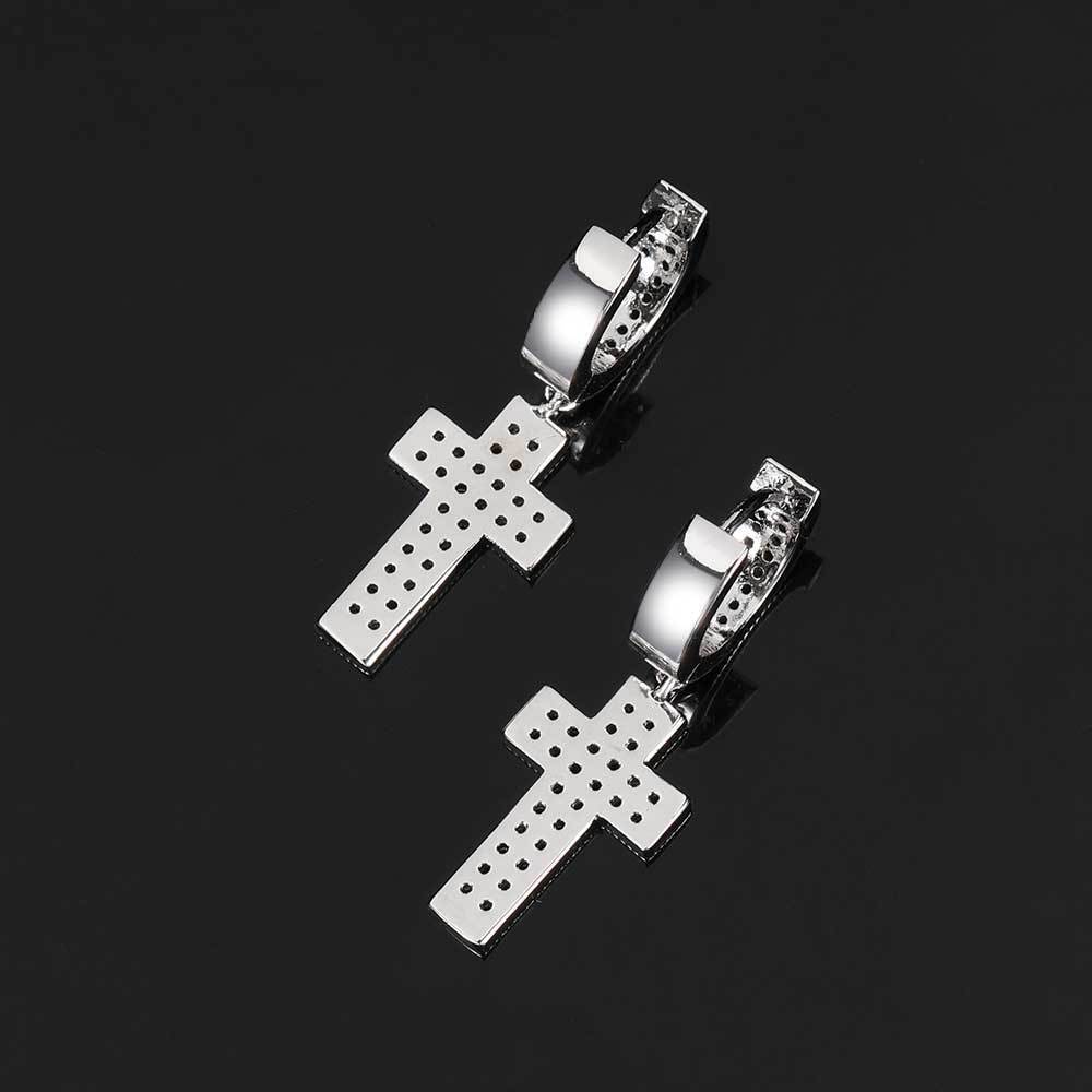 New Double Row Hip Hop Stud Earrings Micro Inlaid Zircon