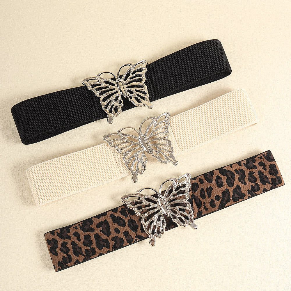 Fashion Women's Butterfly Belt Elastic Elastic Buckle Waist Seal Decorative Shirt Dress Waist Trim