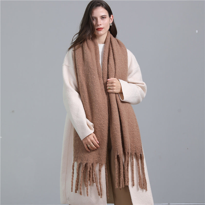 European And American Plus Long Scarf Winter Cashmere Warm All-matching Solid Color Scarf Men And Women Fashion Tassel Scarf New