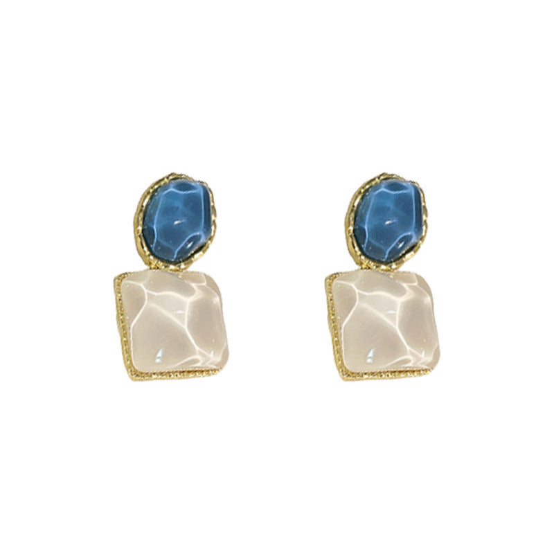 Silver Needle Irregular Square Earrings Fashion Earrings