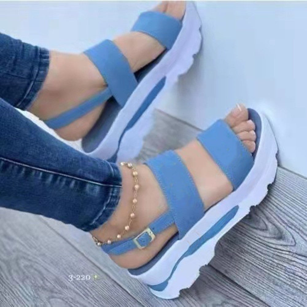 Platform Sports Women's Buckle Wedge Plus Size Beach Sandals