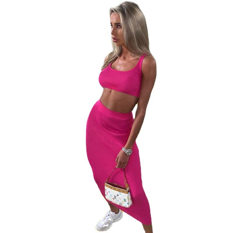 Vest High Waist Midi Skirt Fashion Suit Women