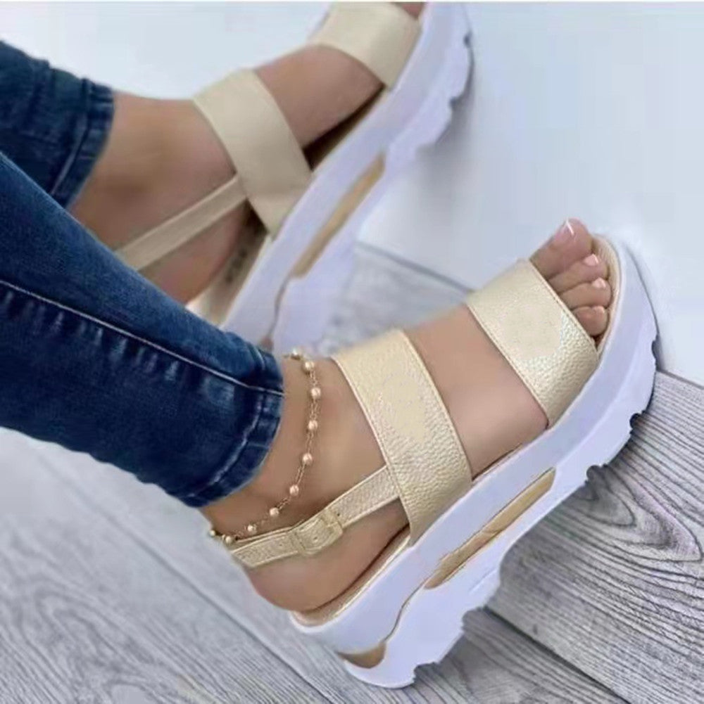 Platform Sports Women's Buckle Wedge Plus Size Beach Sandals
