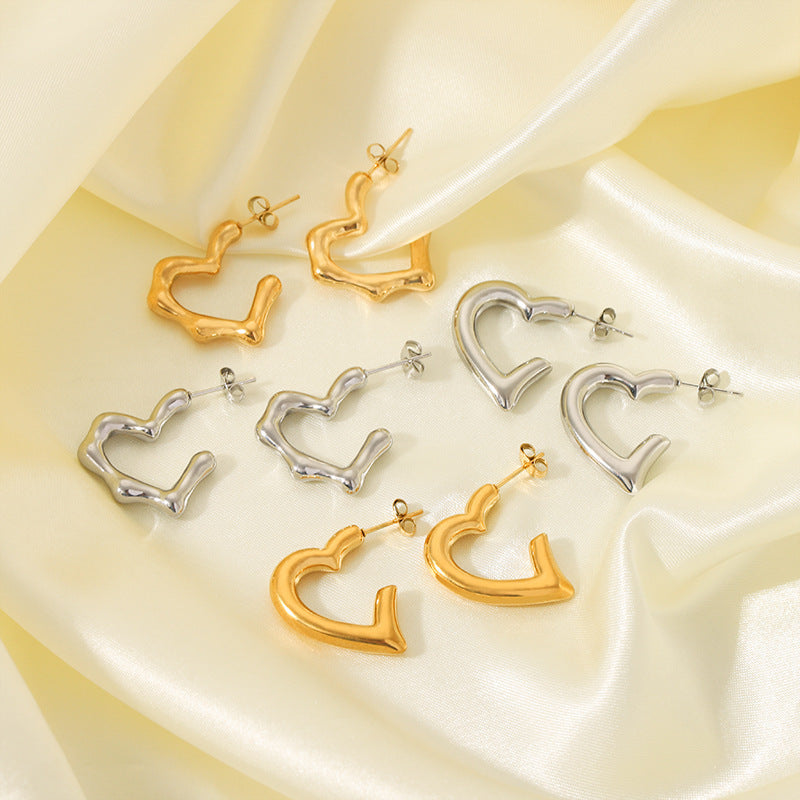 Stainless Steel Heart-shaped Earrings Titanium Steel Earrings