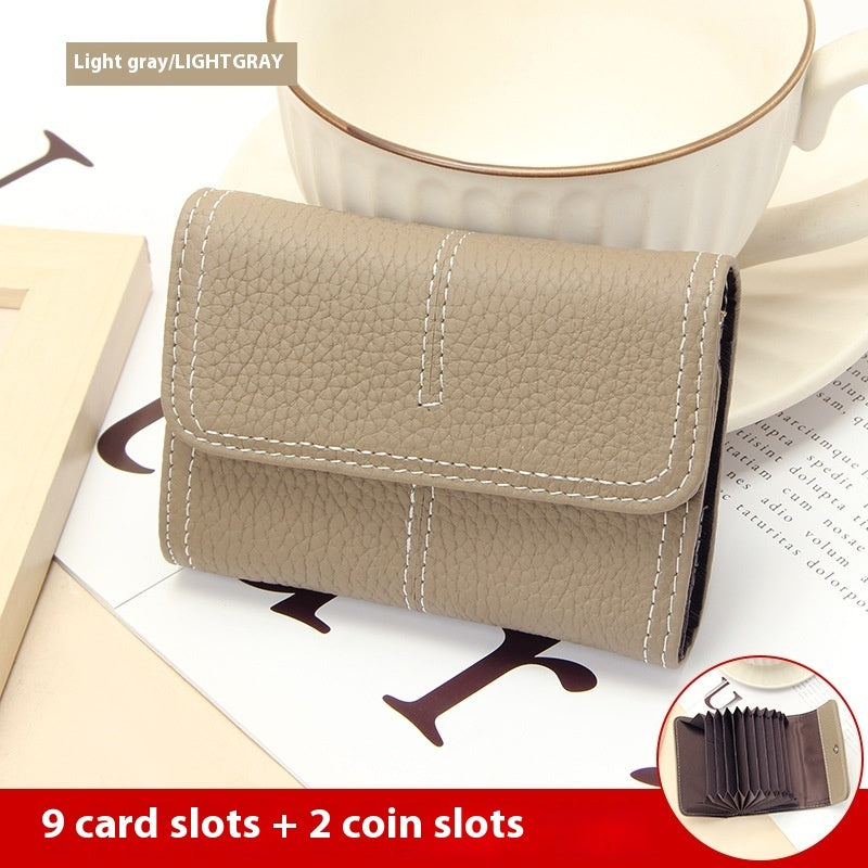 Large Capacity Women's Certificate Holder First Layer Cowhide Card Holder Wallet