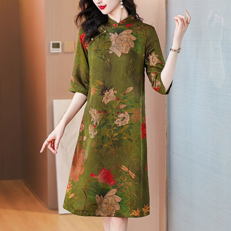 Summer Chinese Vintage Cheongsam National Style Dress