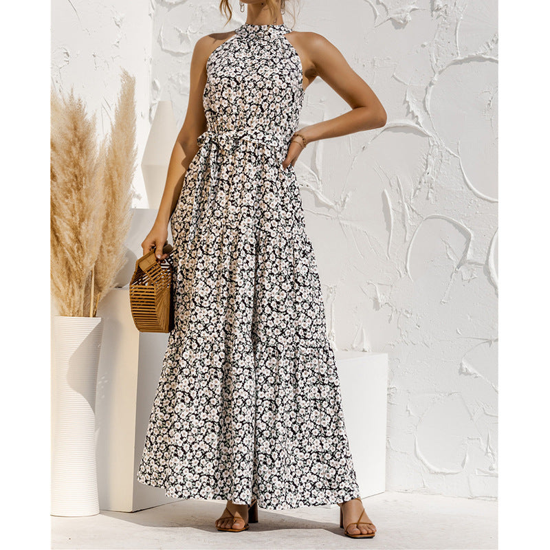 Printed maxi lace dress