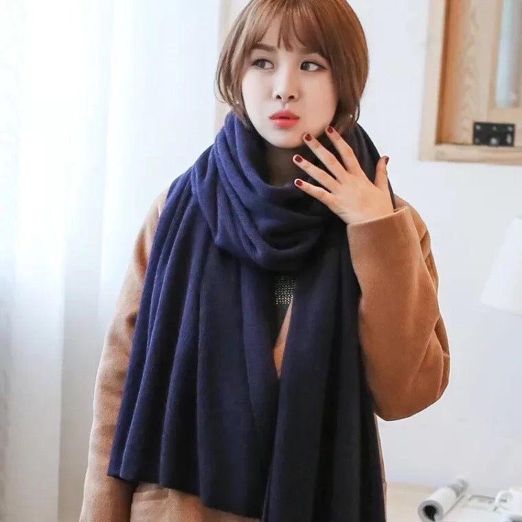 Scarf Female Winter Korean Version Of Knitted Wool Cashmere Scarf Shawl Men And Women Solid Color Wild Collar