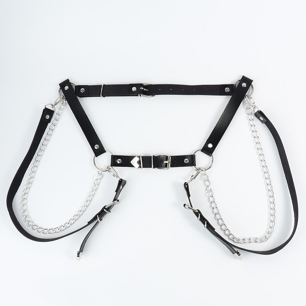 Punk Darkwind Women's Belt Leather Functional Chain Love Belt Sexy Uniform Suspenders Harness Accessories