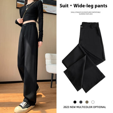 High Waist Drooping Straight Mopping Pants Black Wide Leg Pants