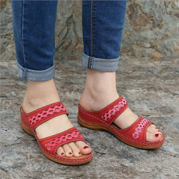Thick Sole Retro Sewing Ethnic Style Casual Women's Slippers