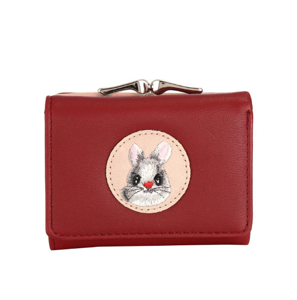 Short Women's Small Clip Bag Solid Color Cute Women's Coin Purse