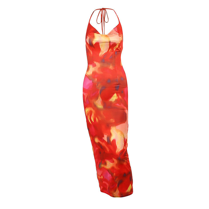 Vacation Style European And American Sexy Backless Spaghetti Straps Dress Women