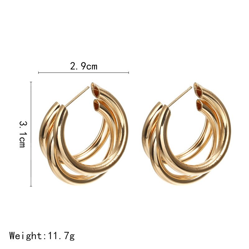 New Style Earrings Personality Cold Wind Metal Ring Ear Buckle Earrings Female C-shaped Earrings Earrings