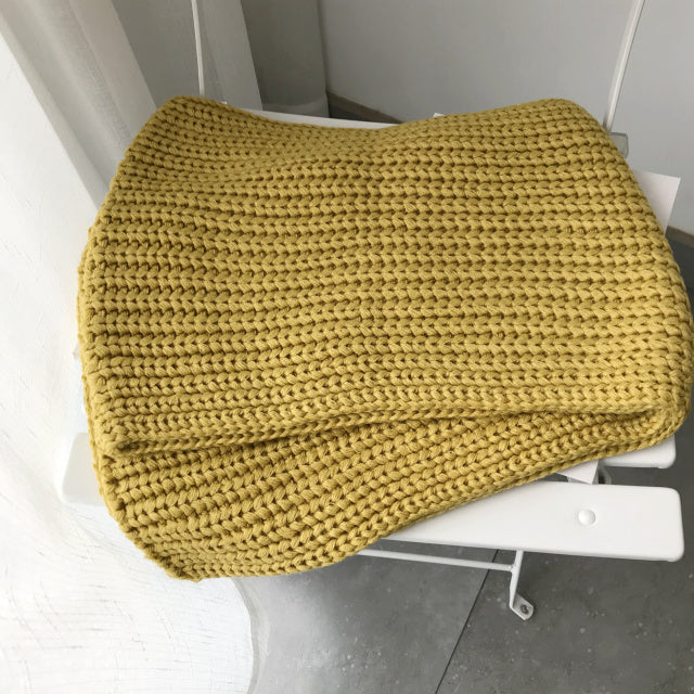All-match Winter Thickened Warm Solid Color Thick Knit Woolen Scarf Women