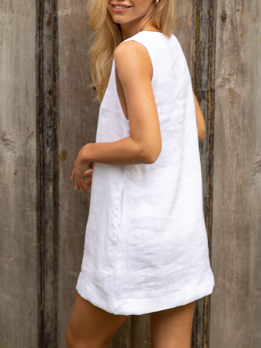 Women's Fashion Casual Temperament Square Collar Sling Loose Straight Dress