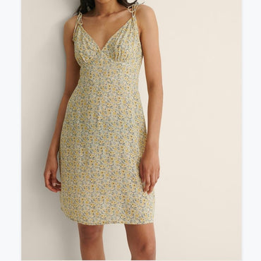 Floral Sling Dress Beach Seaside Vacation Waist Slim Slimming Long Skirt