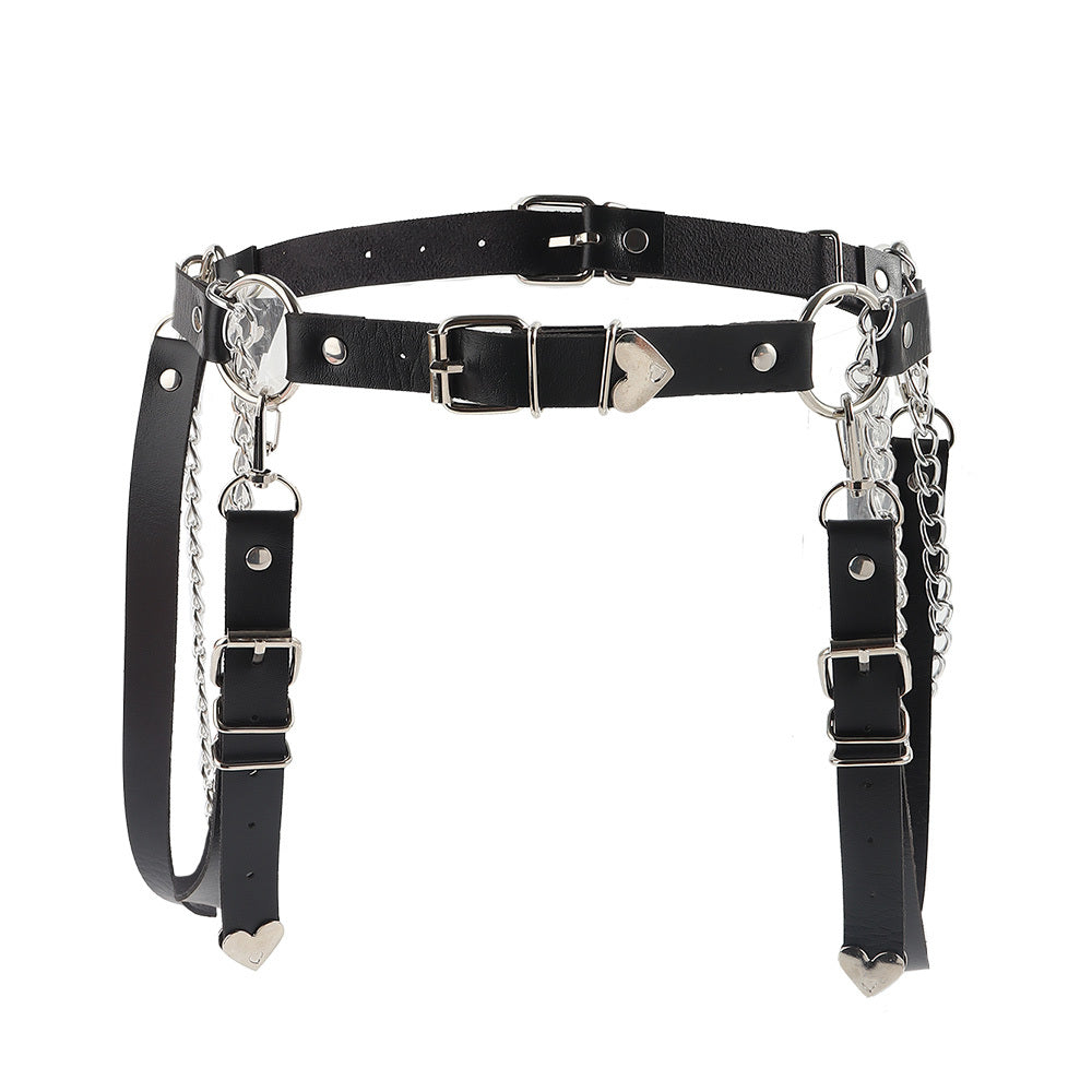 Punk Darkwind Women's Belt Leather Functional Chain Love Belt Sexy Uniform Suspenders Harness Accessories