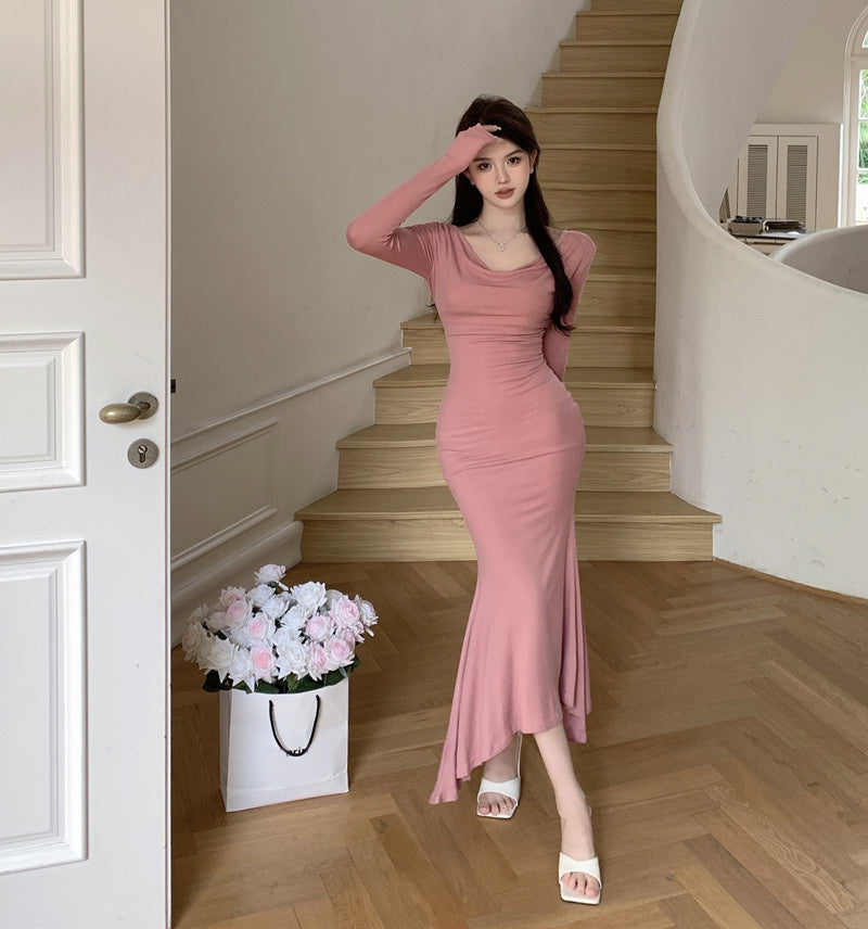 Pink Long-sleeved Dresses