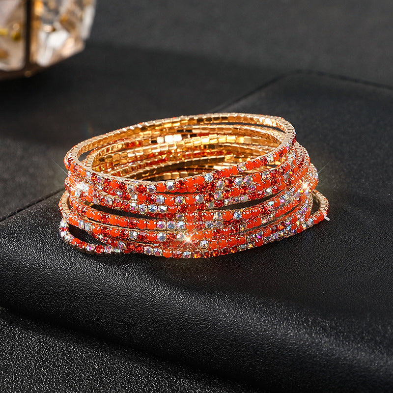Diamond-embedded Stretch Bracelet 2mm Single Row Color