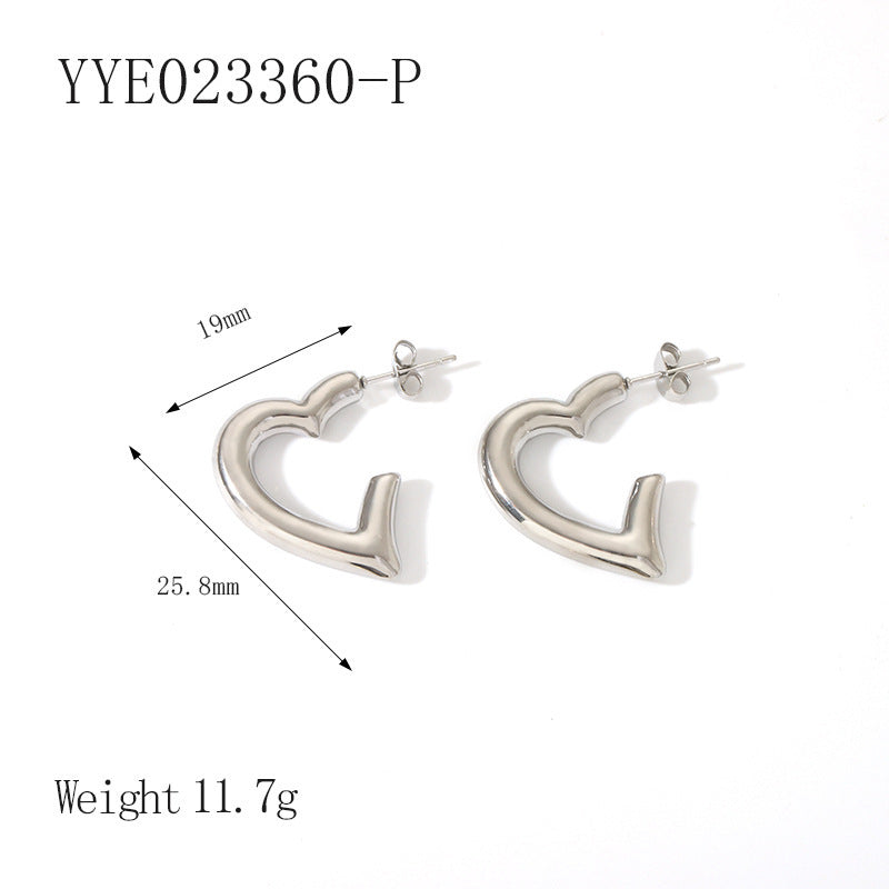 Stainless Steel Heart-shaped Earrings Titanium Steel Earrings