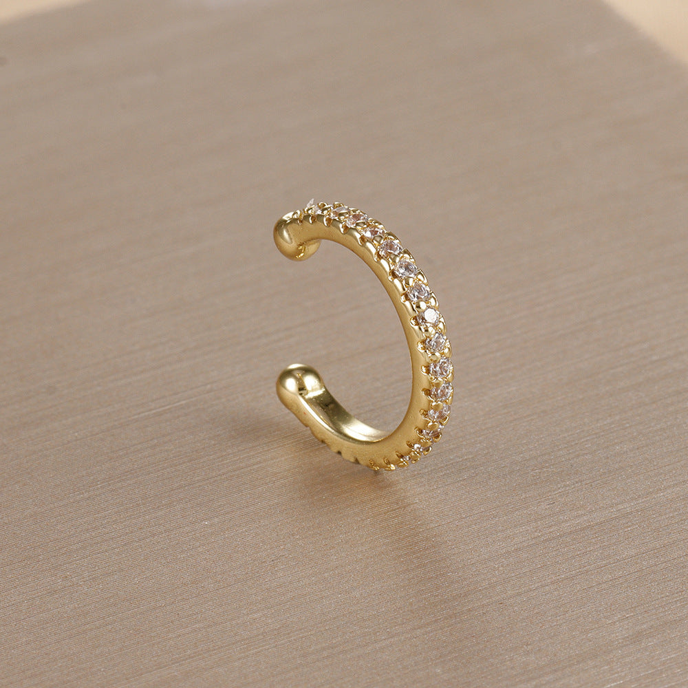 Simple Rhinestone-sensitive Alloy Double-layer Ear Clip