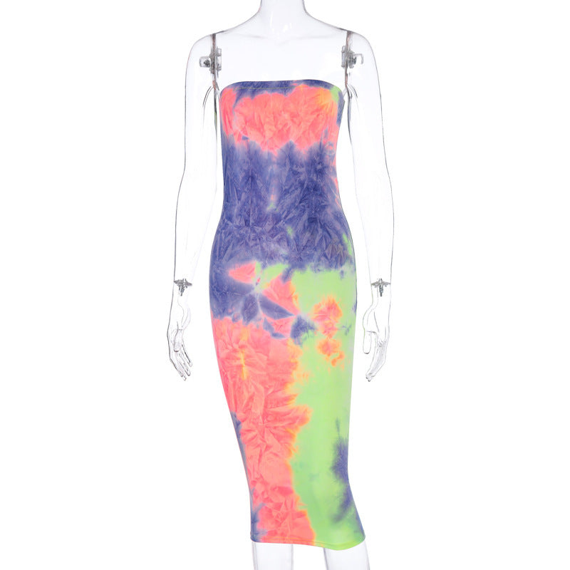 Sleeveless tube top midi skirt