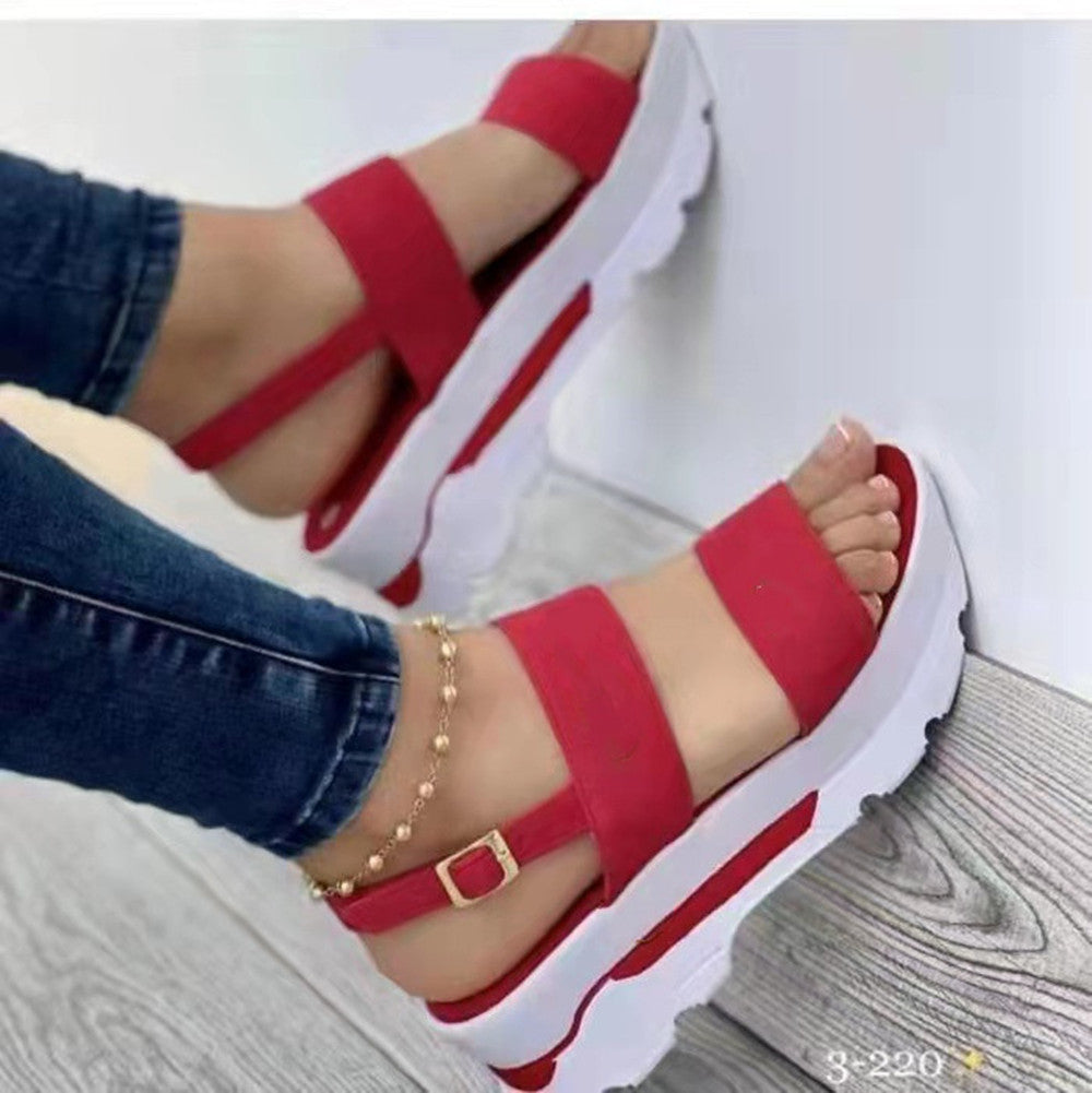 Platform Sports Women's Buckle Wedge Plus Size Beach Sandals