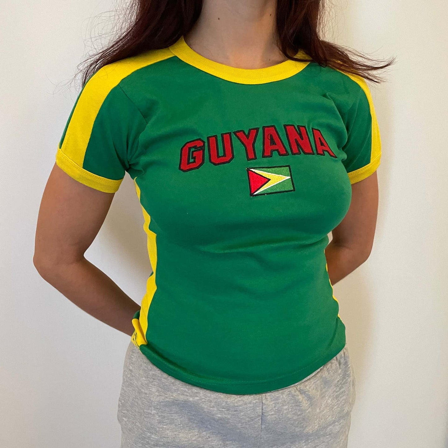Women's Letter Embroidery Patchwork Short-sleeved T-shirt