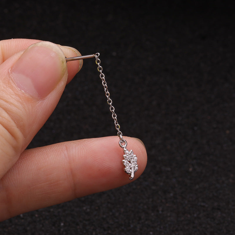 Creative Pendant Earrings Pentagram Zircon Stainless Steel