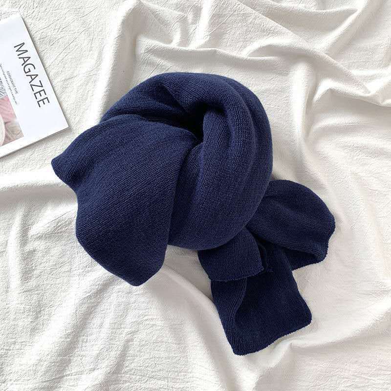Pure Color Knitted Wool Scarf Women Autumn And Winter